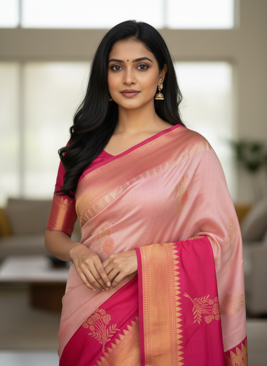 Pista Kanchipuram Brocade Silk Saree With Butta Design| AS-00125