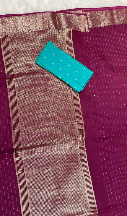 Wine Premium Viscose Chinon Saree with Elegant Zari Border – Party Wear Special|DS8