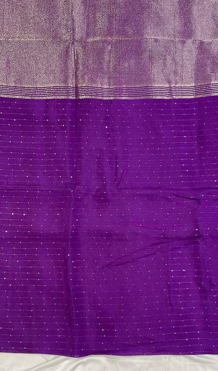 Royal Purple Premium Viscose Chinon Saree with Designer Zari Border – Party Wear|DS8