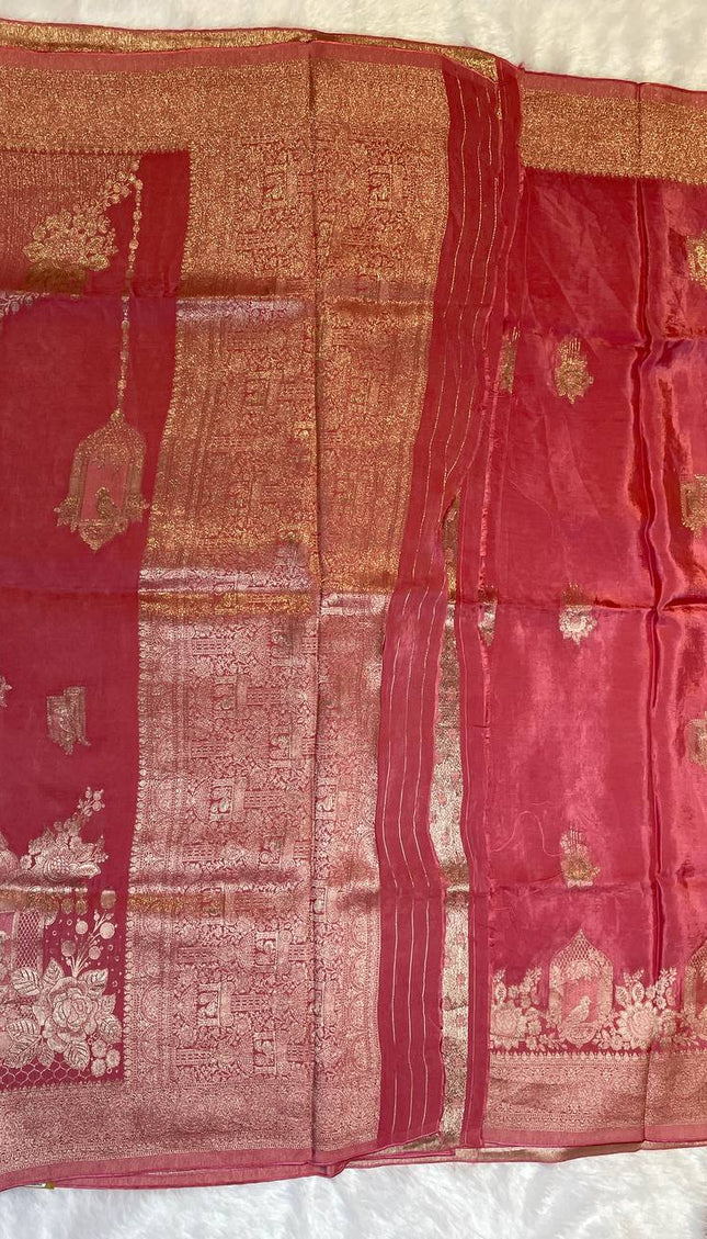 Peachcage design Crepe Silk Saree With Silver Zari Border|DS3