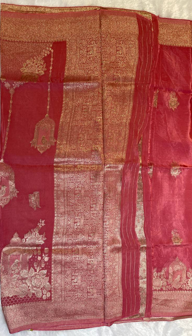 Peachcage design Crepe Silk Saree With Silver Zari Border|DS3