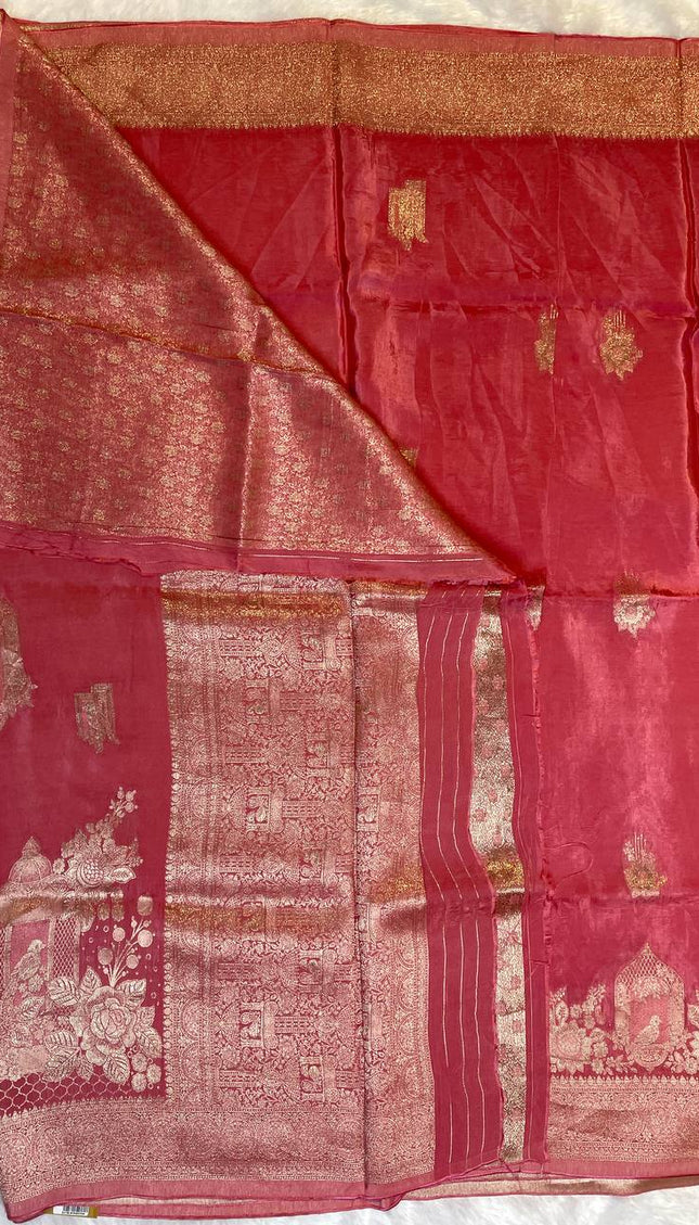 Peachcage design Crepe Silk Saree With Silver Zari Border|DS3