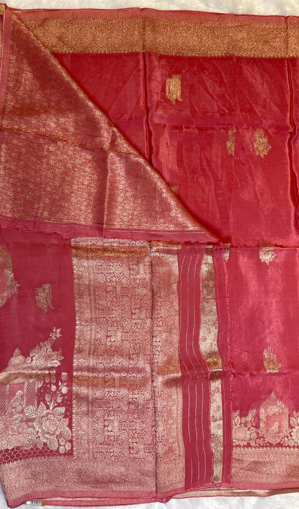 Peachcage design Crepe Silk Saree With Silver Zari Border|DS3