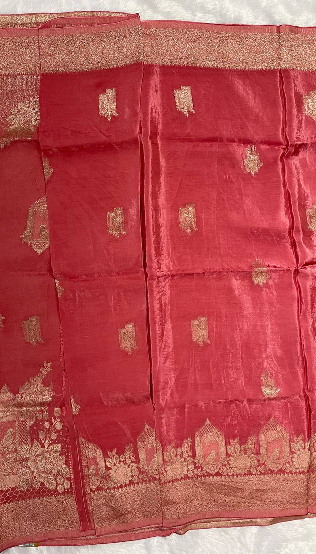 Peachcage design Crepe Silk Saree With Silver Zari Border|DS3