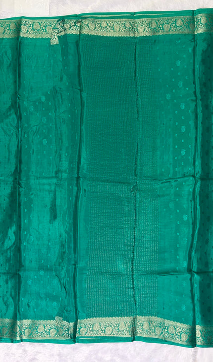 Teal Green Premium Silk Blend Saree with Designer Purple Blouse|DS10