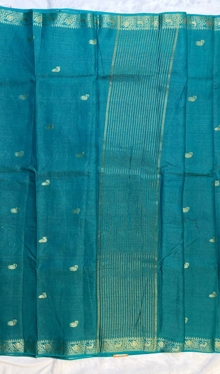 Teal blue Premium Crape Silk Saree|DS11