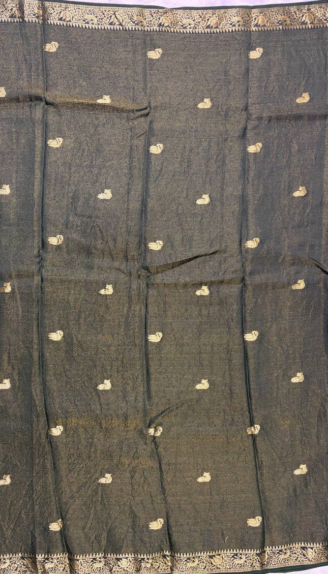 Bottle Green Premium Crape Silk Saree|DS11