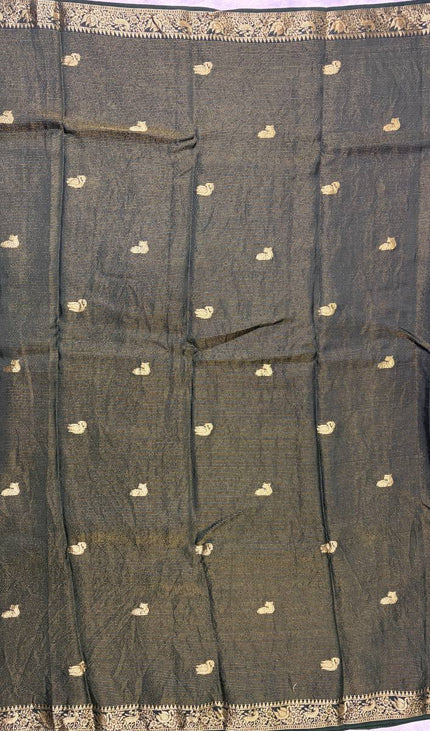 Bottle Green Premium Crape Silk Saree|DS11
