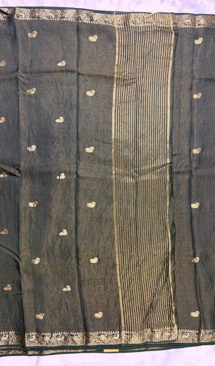 Bottle Green Premium Crape Silk Saree|DS11