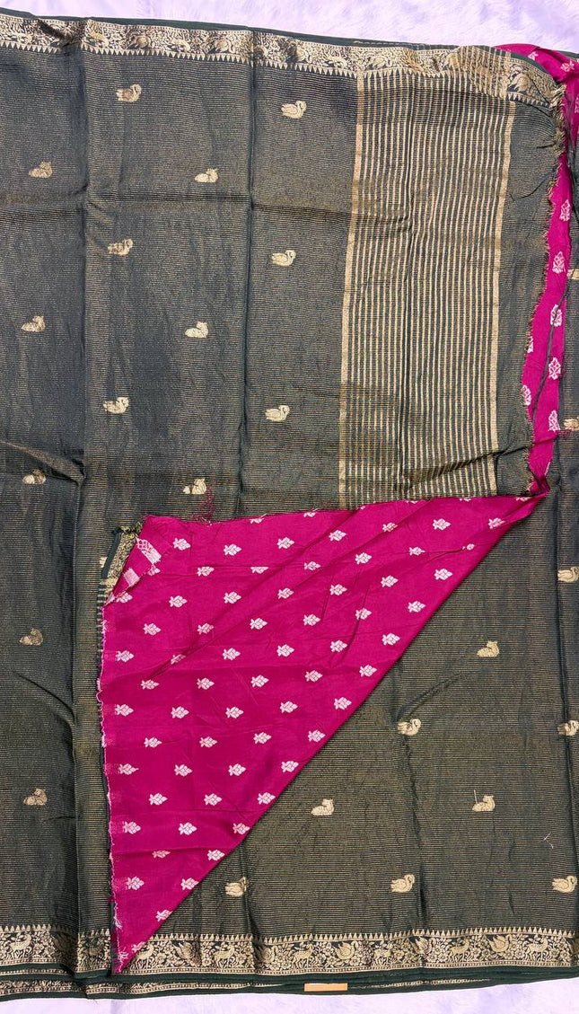 Bottle Green Premium Crape Silk Saree|DS11