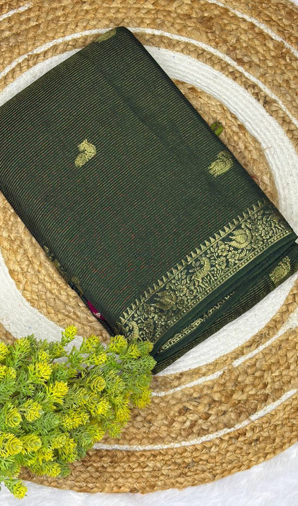 Bottle Green Premium Crape Silk Saree|DS11