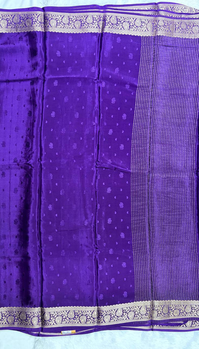 Deep Purple Traditional Saree with Pink Designer Blouse– Festive Special|DS10-