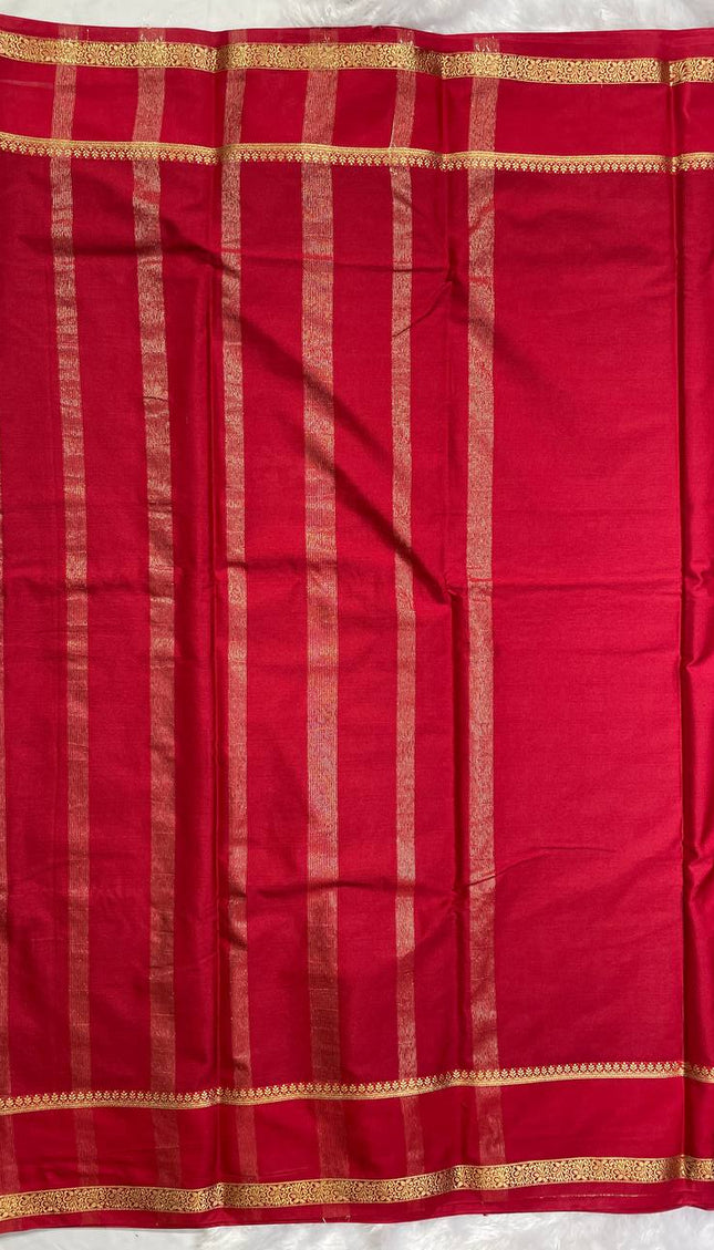 Wine Mysore Silk Saree with Rani Pink Contrast Border|DS17