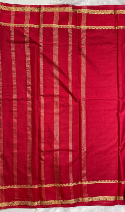 Wine Mysore Silk Saree with Rani Pink Contrast Border|DS17