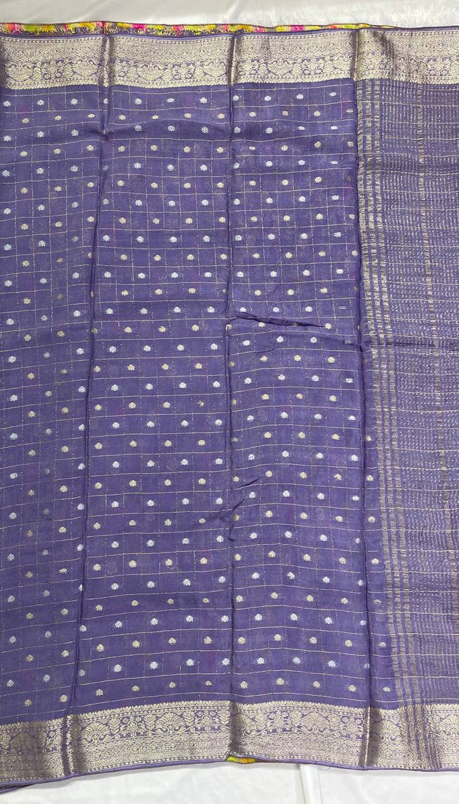 Lavender Premium Crape Silk Saree with Zari Butti & Chit Pallu|DS13