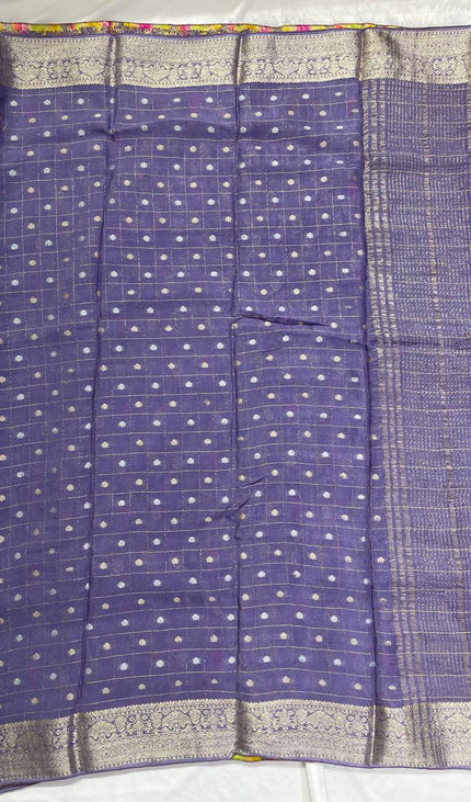 Lavender Premium Crape Silk Saree with Zari Butti & Chit Pallu|DS13