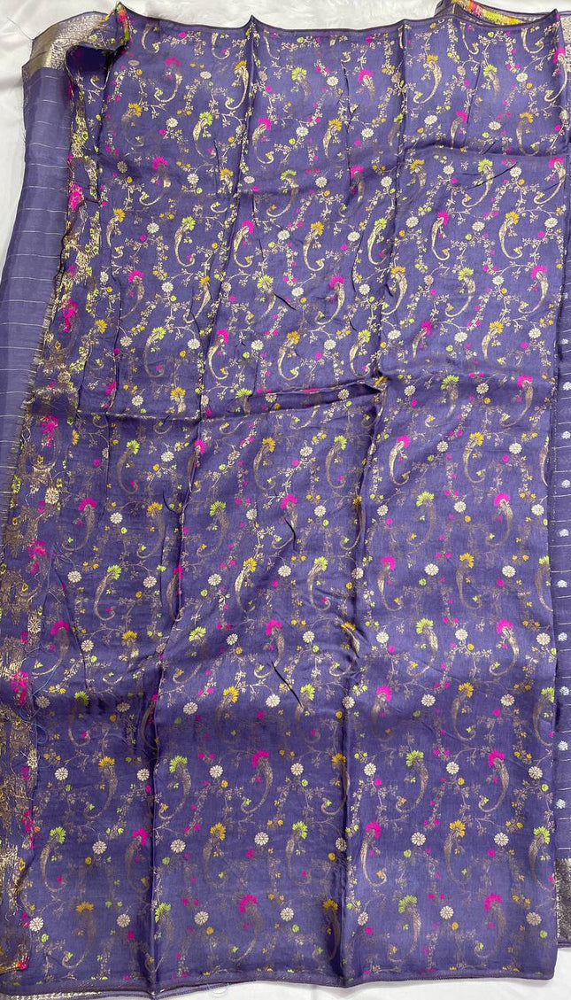 Lavender Premium Crape Silk Saree with Zari Butti & Chit Pallu|DS13