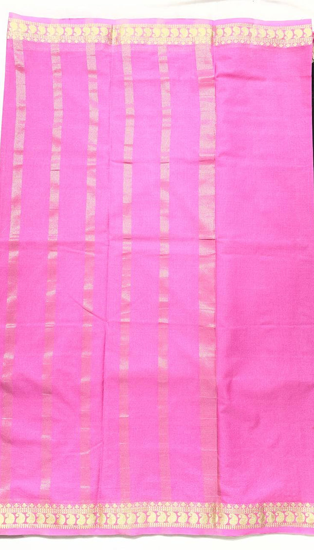 Black Mysore Silk Saree with Pink Border|DS16