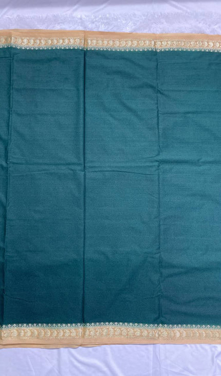 Bottle Green Mysore Silk Saree with Gold Border|DS16