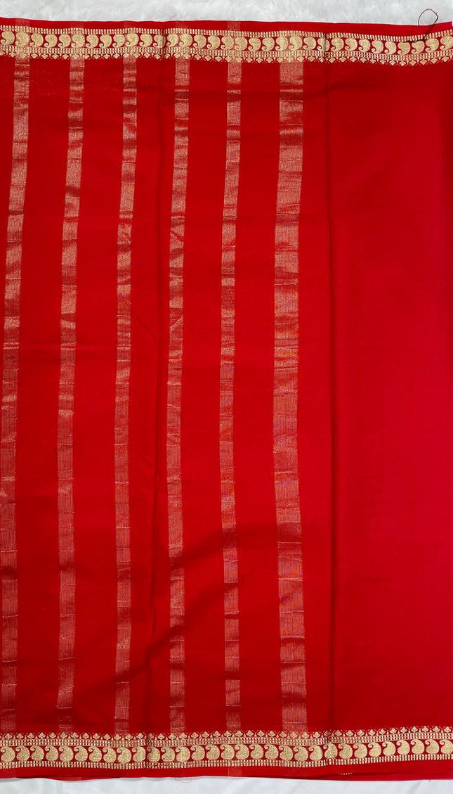 Maroon Mysore Silk Saree with Red Border|DS16