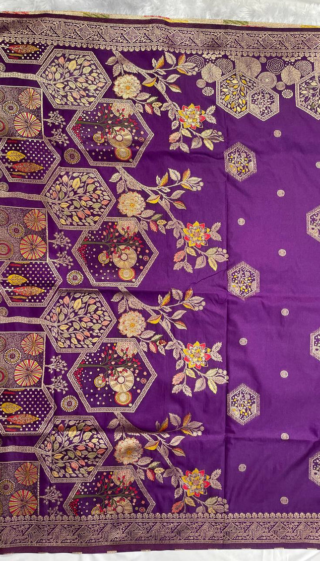 Royal purple Banarasi Crepe Silk Saree with Gold Zari Weaving|DS21