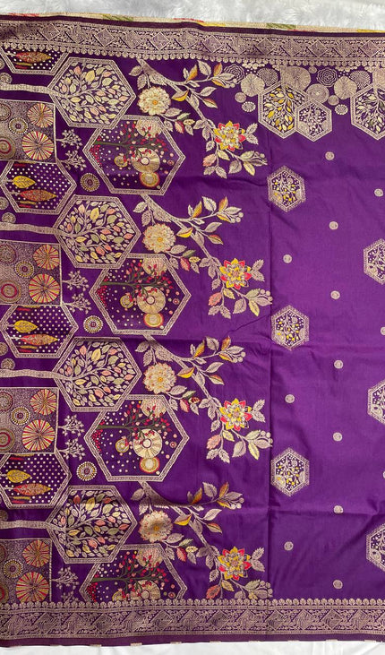 Royal purple Banarasi Crepe Silk Saree with Gold Zari Weaving|DS21