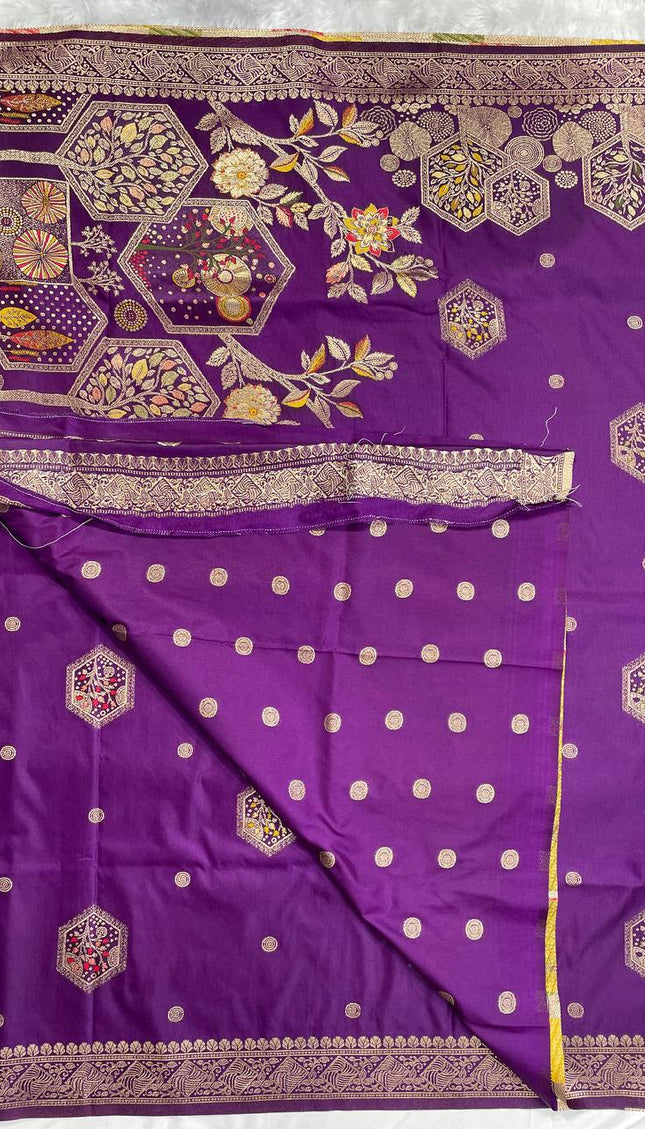 Royal purple Banarasi Crepe Silk Saree with Gold Zari Weaving|DS21