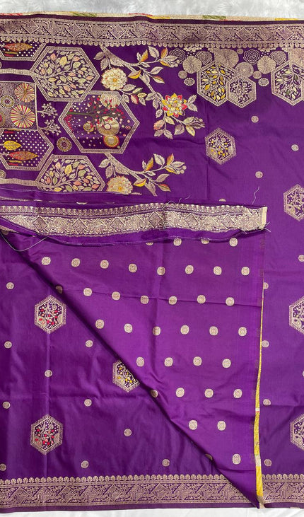 Royal purple Banarasi Crepe Silk Saree with Gold Zari Weaving|DS21