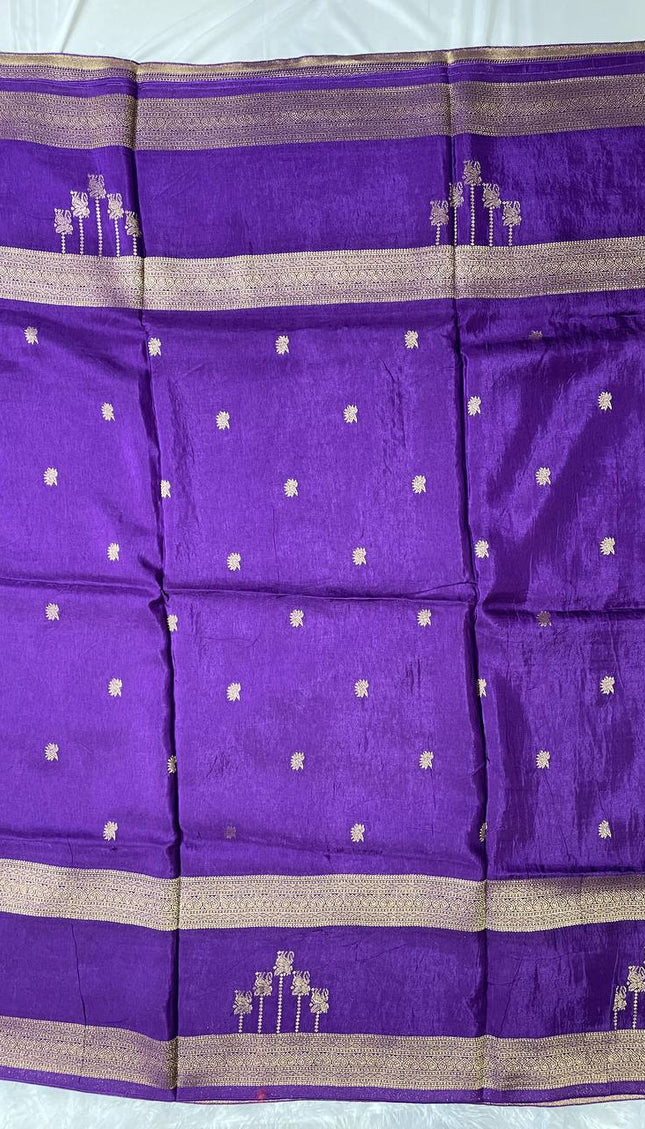 Royal Purple Banarasi Crepe Silk Saree with Classic Gold Zari |DS22