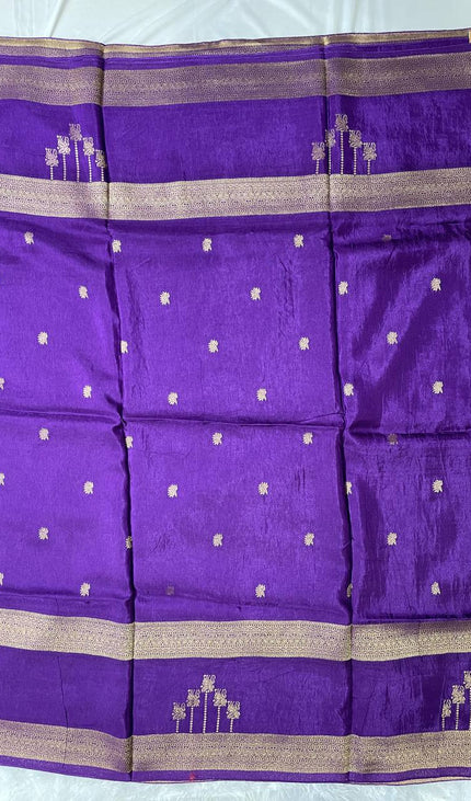 Royal Purple Banarasi Crepe Silk Saree with Classic Gold Zari |DS22