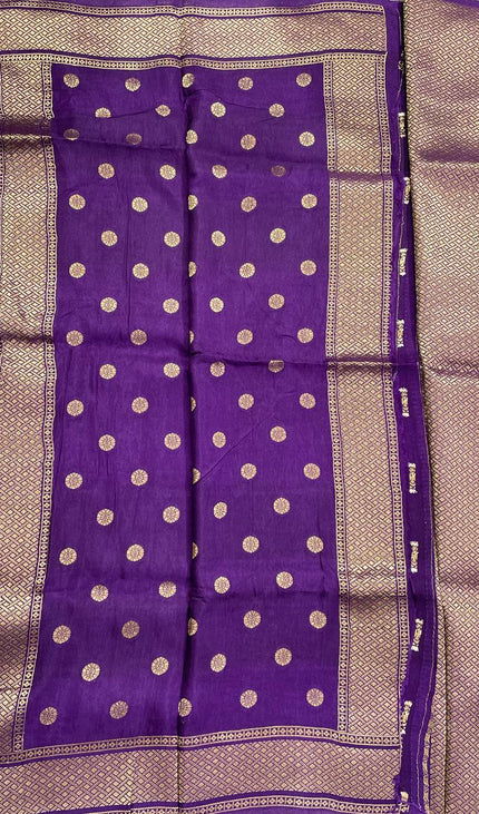 Royal Purple Crepe Silk Saree with Heavy Zari Border |DS23