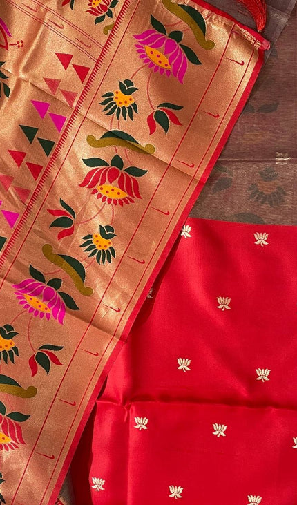 Coffee Brown Tissue Cotton Saree with Zari Butti & Floral Border |CS2|