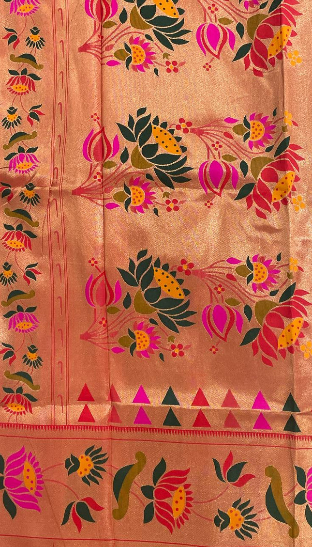 Sea Green Tissue Cotton Saree with Floral Zari Border Office Wear Saree |CS2|
