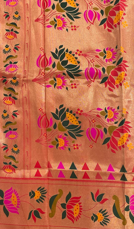 Sea Green Tissue Cotton Saree with Floral Zari Border Office Wear Saree |CS2|