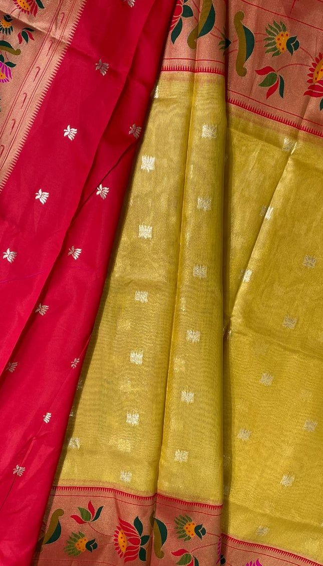 Mustard Gold Tissue Cotton Saree with Zari Butti Daily Wear Saree |CS2|