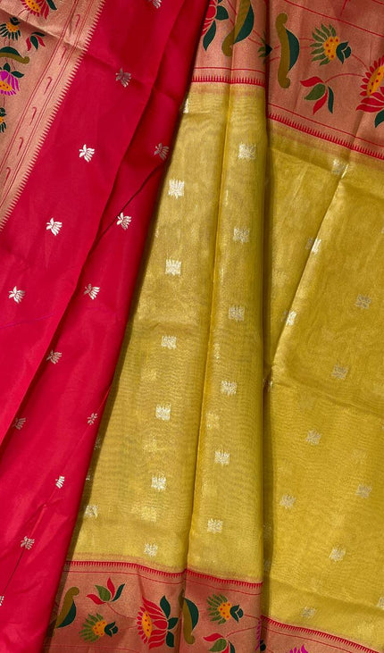 Mustard Gold Tissue Cotton Saree with Zari Butti Daily Wear Saree |CS2|