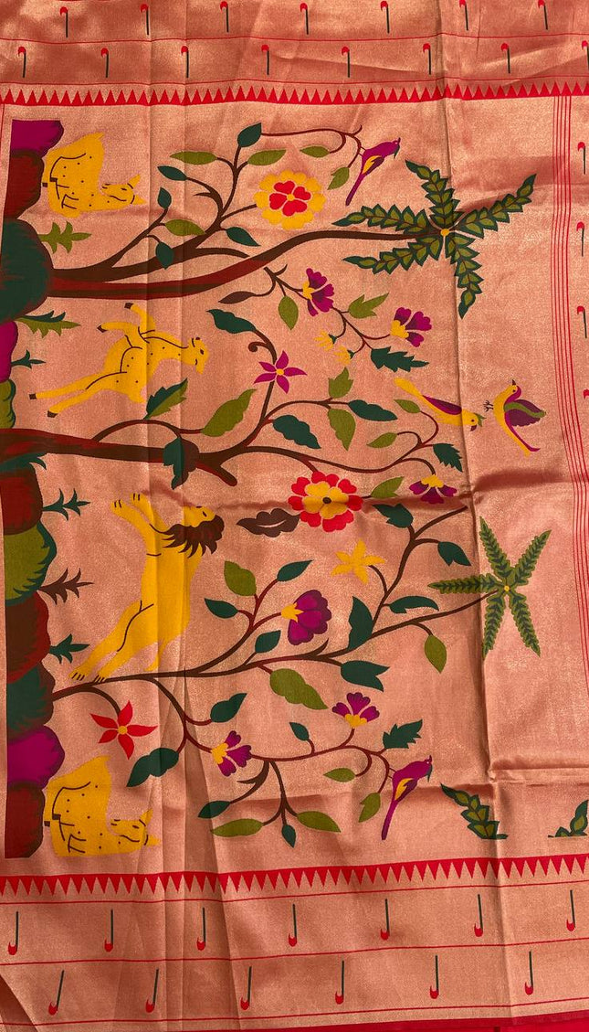 Pastel Green Tissue Saree with Paithani Border & Kalamkari Body |CS4|