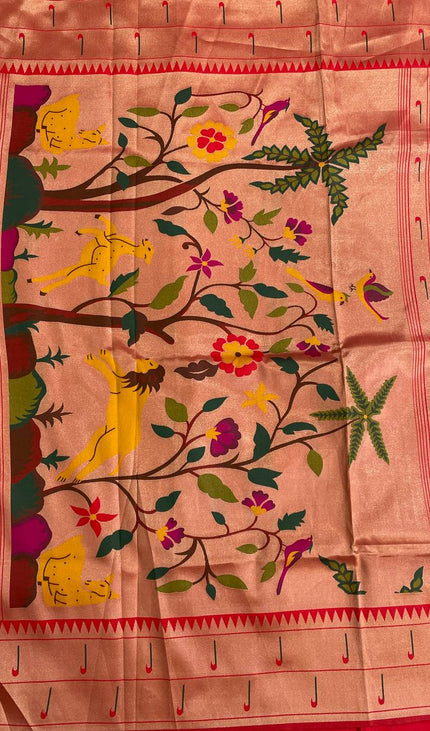 Pastel Green Tissue Saree with Paithani Border & Kalamkari Body |CS4|