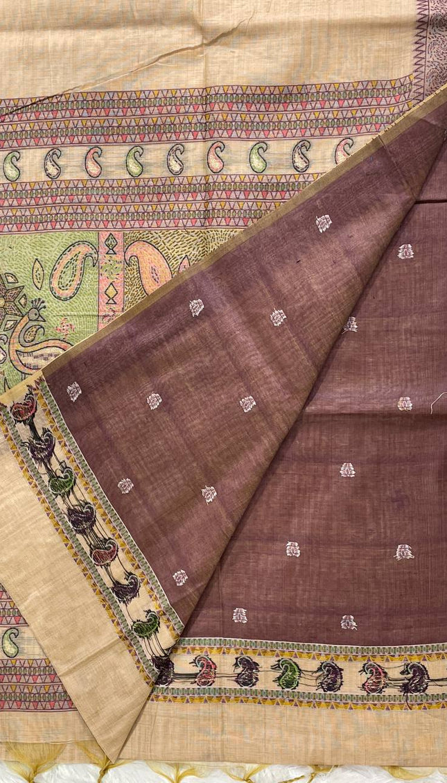 Beige Soft Cotton Silk Saree with Traditional Printed Border |CS3|