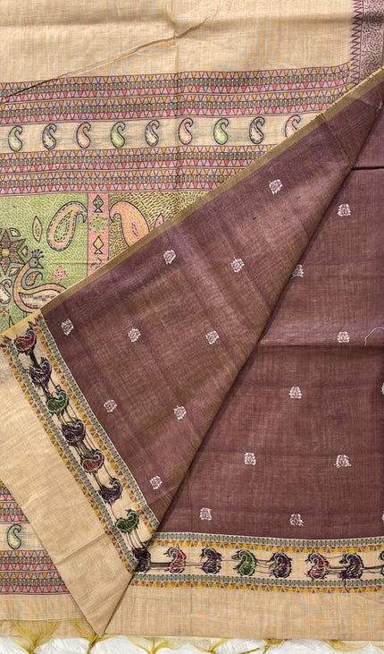 Beige Soft Cotton Silk Saree with Traditional Printed Border |CS3|