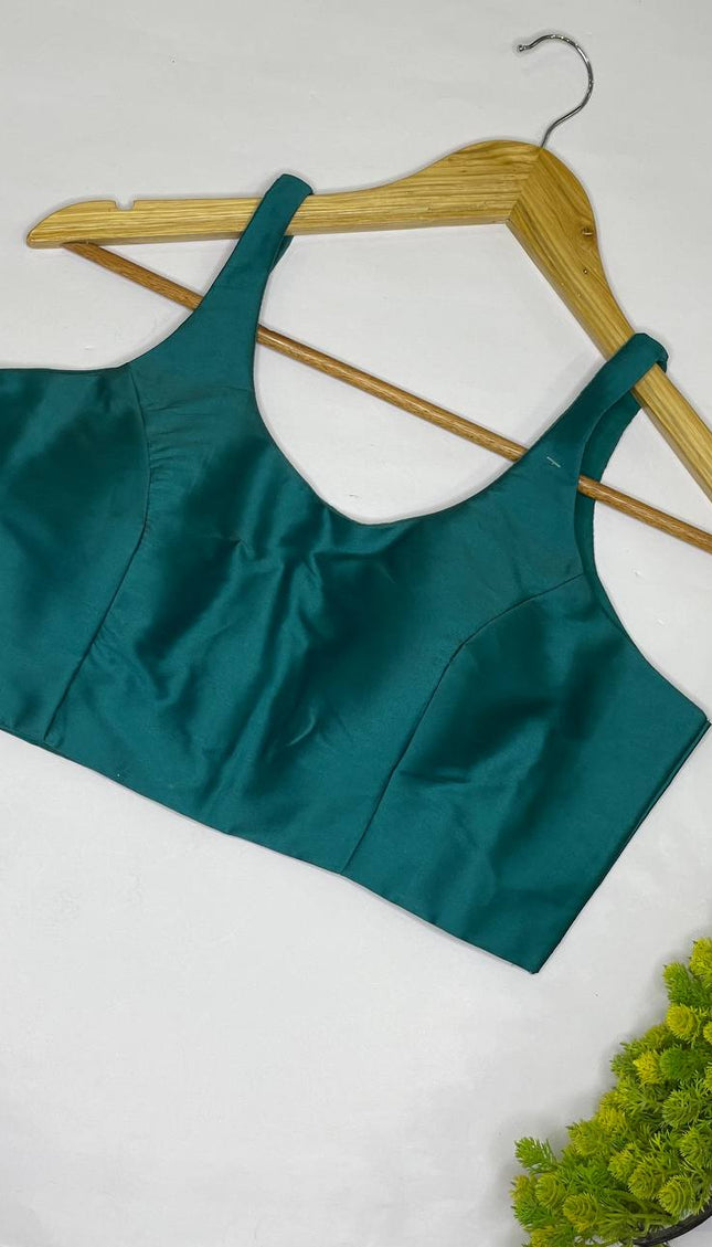 Teal Green Cotton Silk Designer Readymade Blouse – Free Size Upto 40|B2