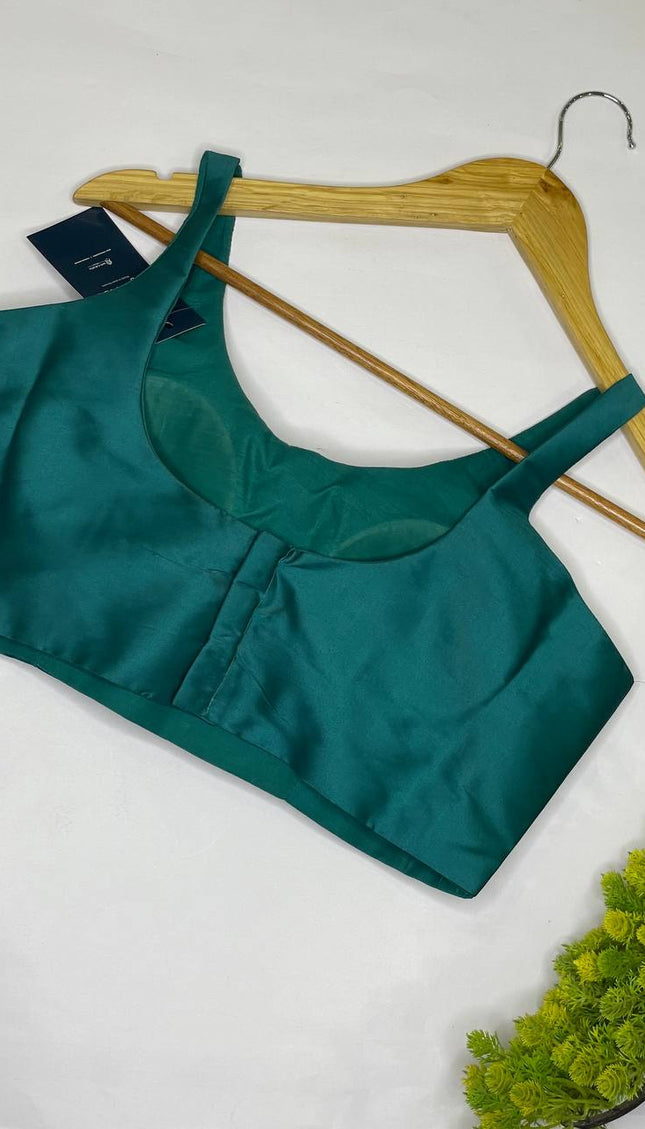 Teal Green Cotton Silk Designer Readymade Blouse – Free Size Upto 40|B2