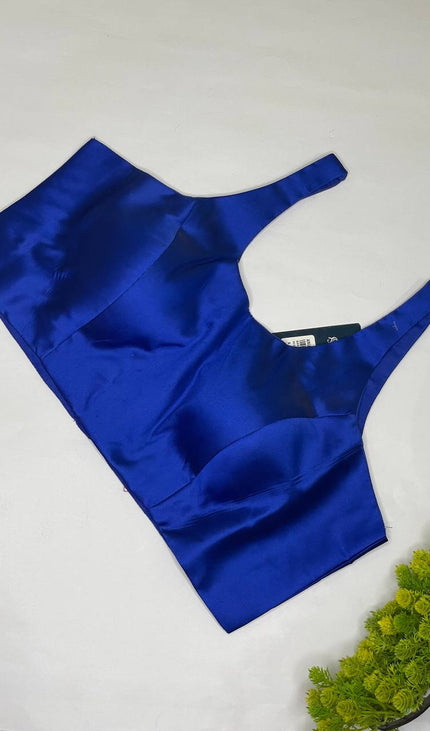 Royal Blue Cotton Silk Designer Readymade Blouse – Free Size Upto 40|B2