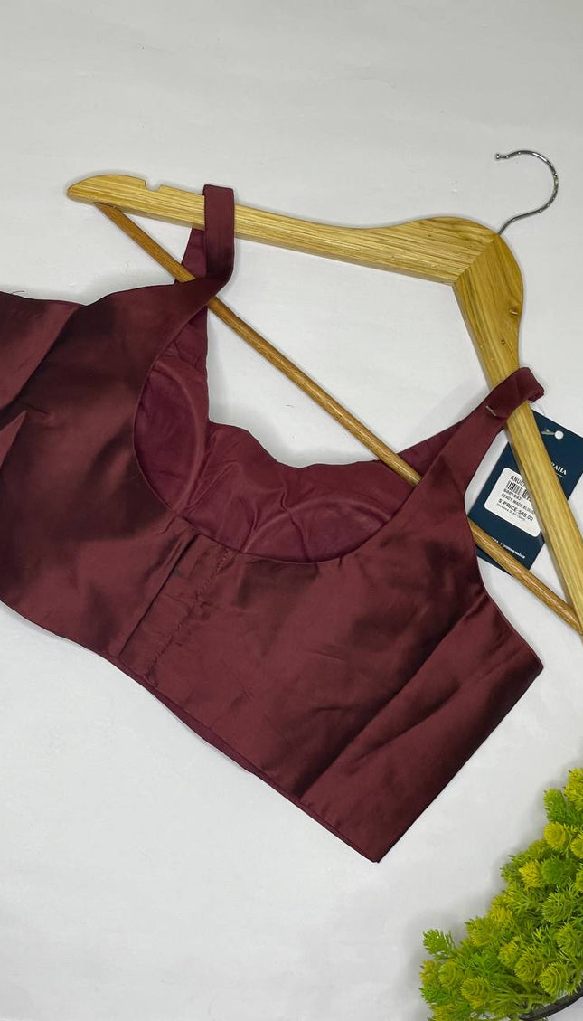 Wine Maroon Cotton Silk Designer Readymade Blouse – Free Size Upto 40|B2