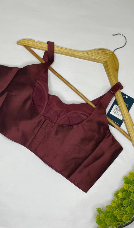 Wine Maroon Cotton Silk Designer Readymade Blouse – Free Size Upto 40|B2
