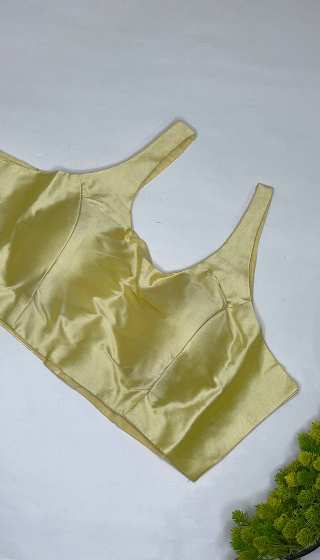 Light Gold Cotton Silk Designer Blouse – Readymade Free Size Upto 40|B2