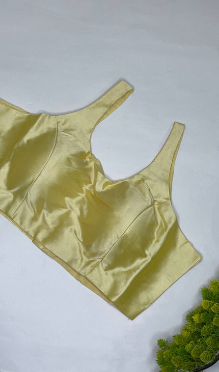 Light Gold Cotton Silk Designer Blouse – Readymade Free Size Upto 40|B2