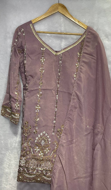 Lavender Tissue Organza Palazzo Set with Embroidered Dupatta|P4_1