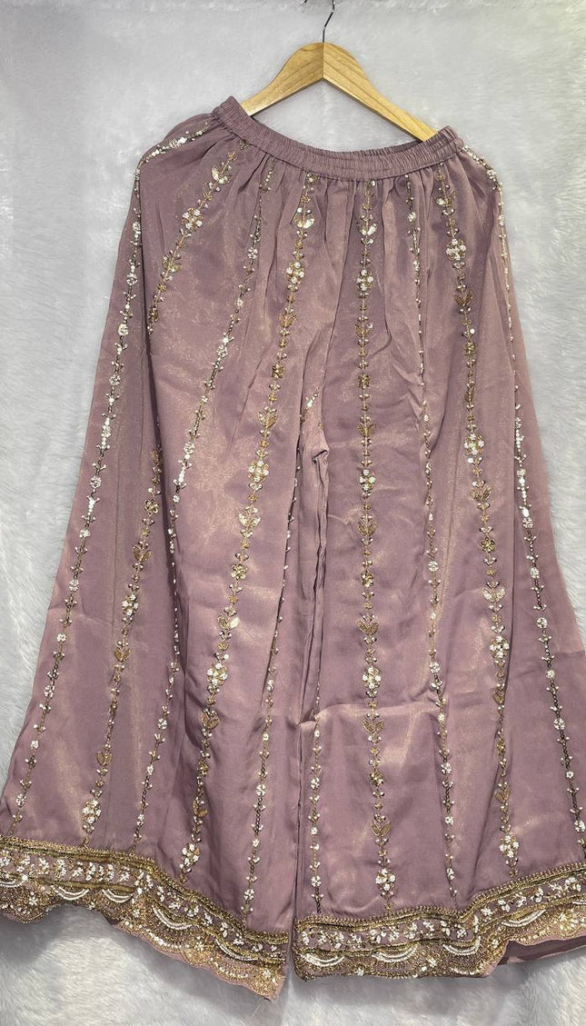 Lavender Tissue Organza Palazzo Set with Embroidered Dupatta|P4_1
