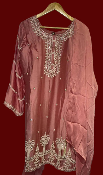 Dusty Pink Tissue Organza Palazzo Set with Elegant Embroidery|P2_2